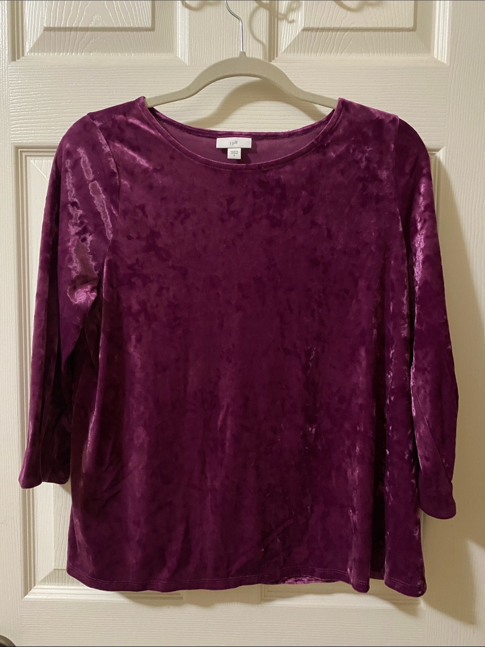 J. Jill Plush Velvet Long Sleeve Tee in Plum